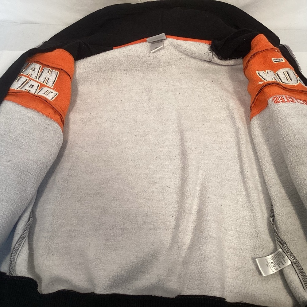 Harley-Davidson Black and Orange Zip Up Hoodie Jacket Women’s size Large 16 - 18 - Picture 11 of 14